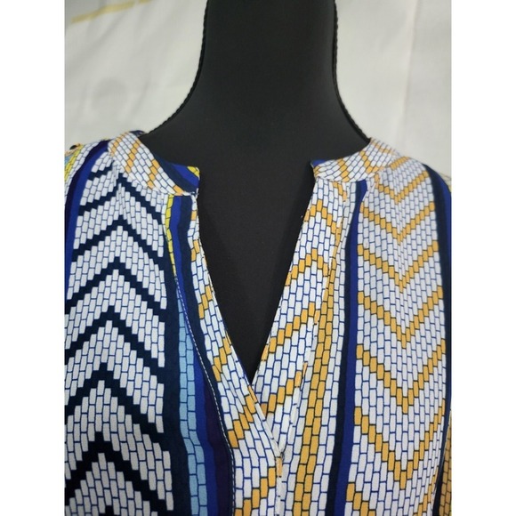 Zac & Rachel Striped Chevron‎ Print Blouse Long Sleeve V-Neck Casual Top - Picture 2 of 10